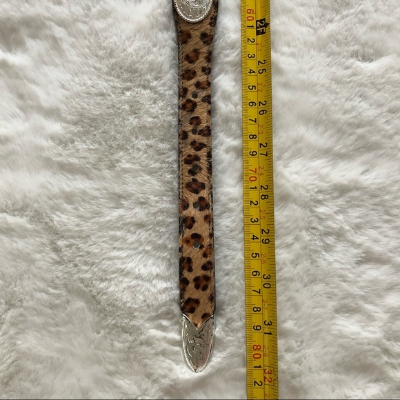 NADIM Leather Cheetah Print Calf Hair Western Belt Trendy Rodeo Chic - Picture 6 of 10